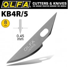 OLFA ART CURVED CARVING BLADE 5/PACK 8MM